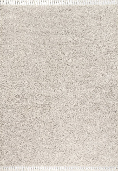 5' X 8' Cream Area Rug With Fringe