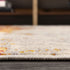 8' Blue Off White And Orange Abstract Runner Rug