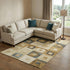 8' X 10' Beige Teal And Gold Geometric Washable Area Rug With UV Protection