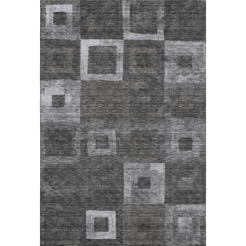 5' X 8' Black Silver And Gray Geometric Washable Area Rug With UV Protection