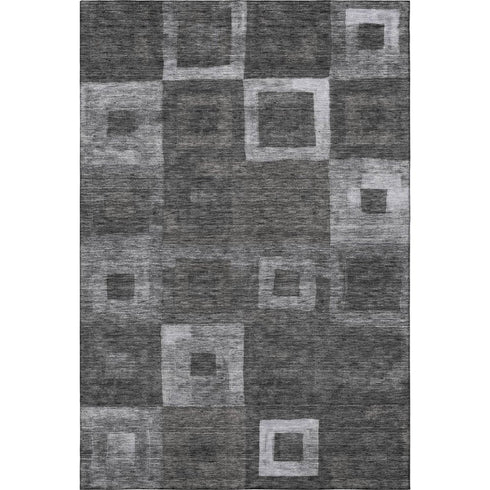 5' X 8' Black Silver And Gray Geometric Washable Area Rug With UV Protection