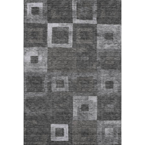 8' X 10' Black Silver And Gray Geometric Washable Area Rug With UV Protection