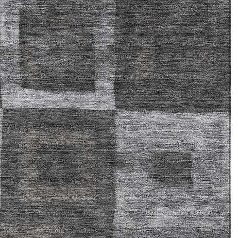 8' X 10' Black Silver And Gray Geometric Washable Area Rug With UV Protection