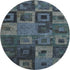 8' Blue And Green Geometric Washable Round Rug With UV Protection