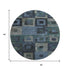 8' Blue And Green Geometric Washable Round Rug With UV Protection