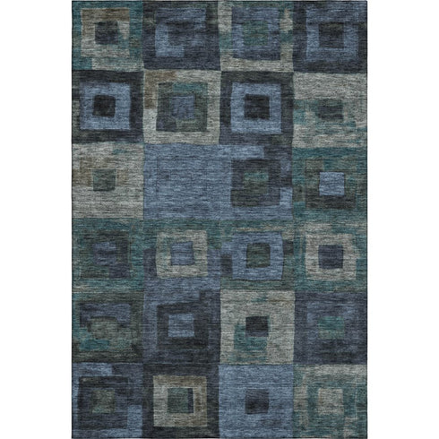 8' X 10' Blue And Green Geometric Washable Area Rug With UV Protection