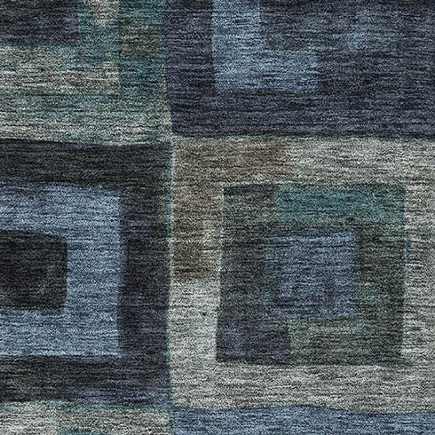 8' X 10' Blue And Green Geometric Washable Area Rug With UV Protection
