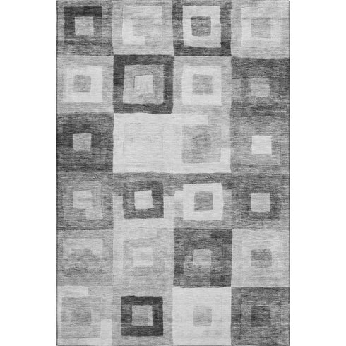 9' X 12' Gray And Silver Geometric Washable Area Rug With UV Protection
