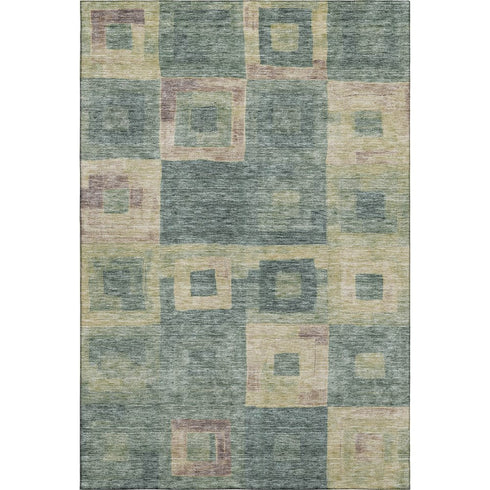 8' X 10' Sage Beige And Taupe Geometric Washable Area Rug With UV Protection