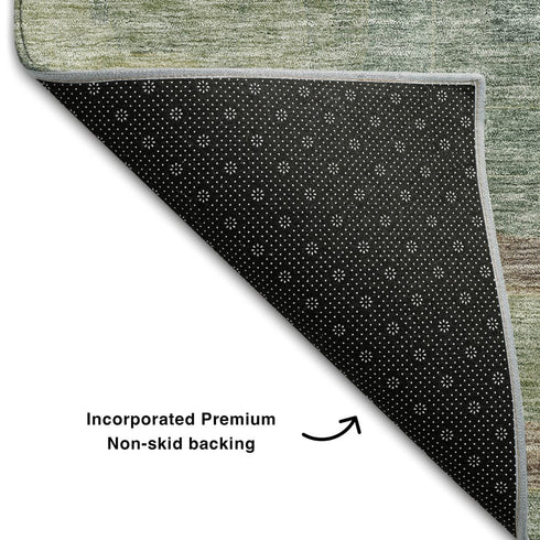 8' X 10' Sage Beige And Taupe Geometric Washable Area Rug With UV Protection