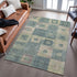 8' X 10' Sage Beige And Taupe Geometric Washable Area Rug With UV Protection