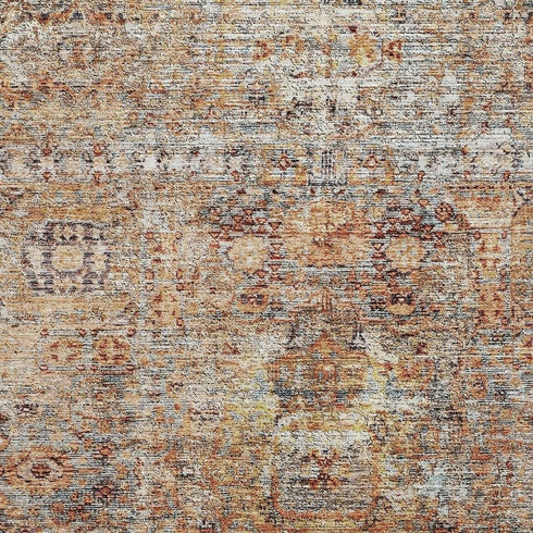 5' X 8' Coral Gray And Silver Floral Medallion Washable Area Rug With UV Protection