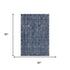5' X 8' Blue And Charcoal Damask Washable Area Rug With UV Protection