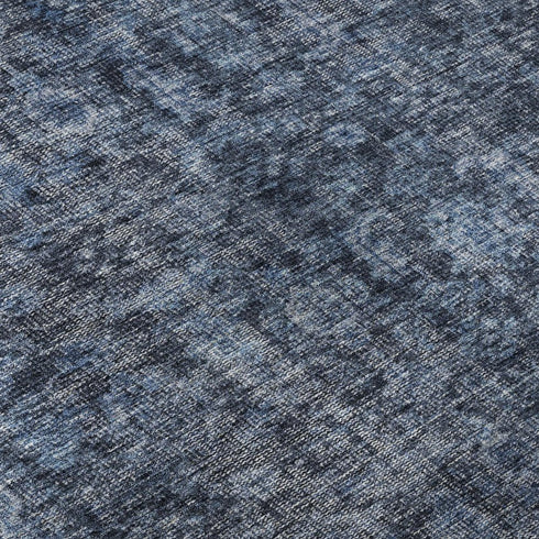 5' X 8' Blue And Charcoal Damask Washable Area Rug With UV Protection