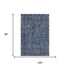 8' X 10' Blue And Charcoal Damask Washable Area Rug With UV Protection