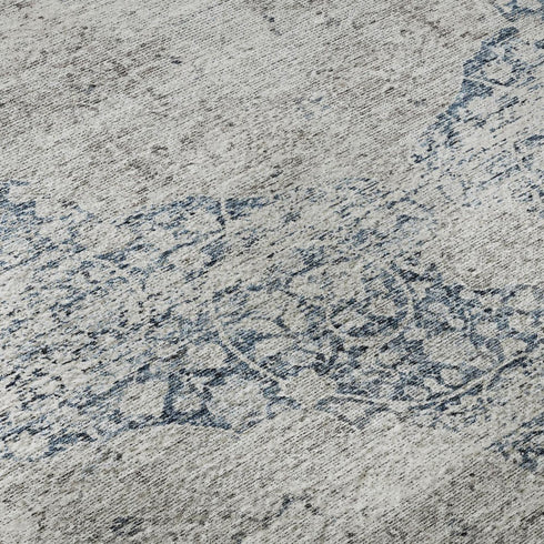 5' X 8' Blue And Beige Medallion Washable Area Rug With UV Protection