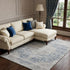8' X 10' Blue And Beige Medallion Washable Area Rug With UV Protection