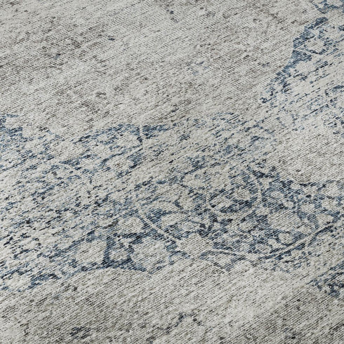 8' X 10' Blue And Beige Medallion Washable Area Rug With UV Protection