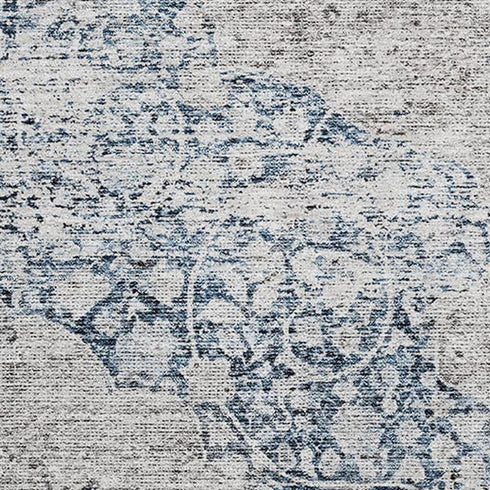 8' X 10' Blue And Beige Medallion Washable Area Rug With UV Protection