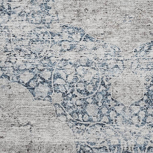 8' X 10' Blue And Beige Medallion Washable Area Rug With UV Protection