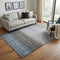 5' X 8' Blue Brown And Silver Geometric Washable Area Rug With UV Protection