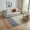 5' X 8' Brown Beige And Navy Blue Geometric Washable Area Rug With UV Protection