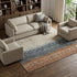 8' X 10' Brown Beige And Navy Blue Geometric Washable Area Rug With UV Protection