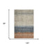 8' X 10' Brown Beige And Navy Blue Geometric Washable Area Rug With UV Protection