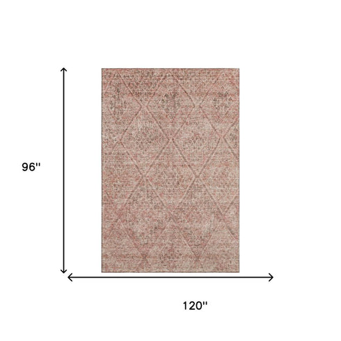 8' X 10' Pink And Beige Moroccan Washable Area Rug With UV Protection