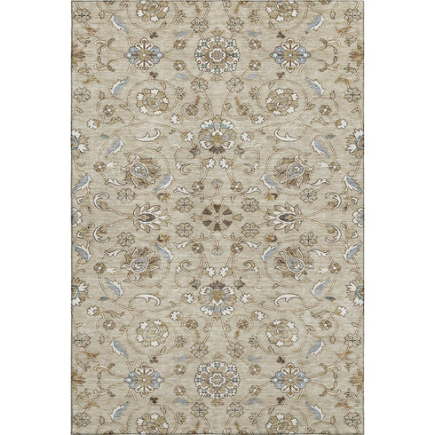 5' X 8' Beige Gray And Ivory Moroccan Washable Area Rug With UV Protection