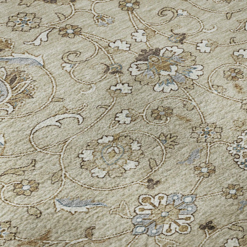5' X 8' Beige Gray And Ivory Moroccan Washable Area Rug With UV Protection