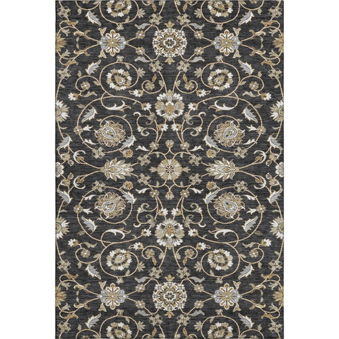 8' X 10' Black Ivory And Gray Moroccan Washable Area Rug With UV Protection