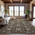 9' X 12' Chocolate Ivory And Gray Moroccan Washable Area Rug With UV Protection