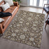 9' X 12' Chocolate Ivory And Gray Moroccan Washable Area Rug With UV Protection