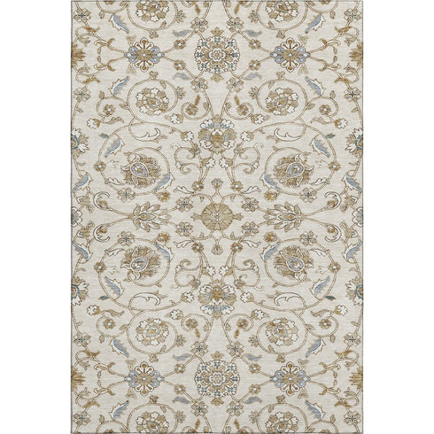 5' X 8' Ivory Copper And Gray Moroccan Washable Area Rug With UV Protection