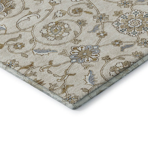 5' X 8' Ivory Copper And Gray Moroccan Washable Area Rug With UV Protection