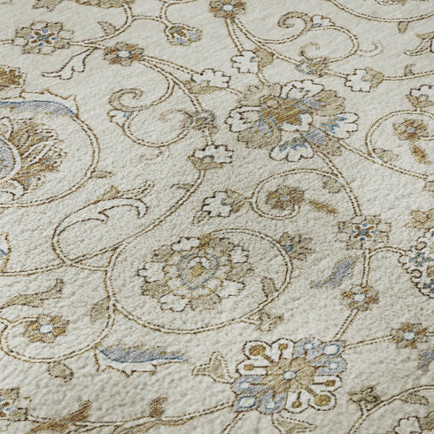 5' X 8' Ivory Copper And Gray Moroccan Washable Area Rug With UV Protection