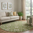 8' Olive Green Gray And Beige Moroccan Washable Round Rug With UV Protection