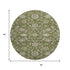 8' Olive Green Gray And Beige Moroccan Washable Round Rug With UV Protection