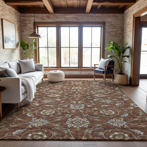 9' X 12' Rust Gray And Ivory Moroccan Washable Area Rug With UV Protection