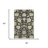 5' X 8' Black Beige And Gold Floral Medallion Washable Area Rug With UV Protection