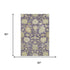 5' X 8' Eggplant Beige And Sage Floral Medallion Washable Area Rug With UV Protection