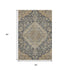 5' X 8' Charcoal Copper And Gray Floral Medallion Washable Area Rug With UV Protection
