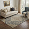 5' X 8' Charcoal Copper And Gray Floral Medallion Washable Area Rug With UV Protection