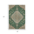 8' X 10' Emerald Beige And Taupe Floral Medallion Washable Area Rug With UV Protection