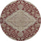 8' Burgundy Beige And Gray Floral Medallion Washable Round Rug With UV Protection