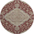 8' Burgundy Beige And Gray Floral Medallion Washable Round Rug With UV Protection
