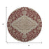 8' Burgundy Beige And Gray Floral Medallion Washable Round Rug With UV Protection