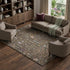 8' X 10' Brown Blue And Purple Floral Washable Area Rug With UV Protection