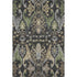 5' X 8' Black Olive Green And Gray Floral Washable Area Rug With UV Protection